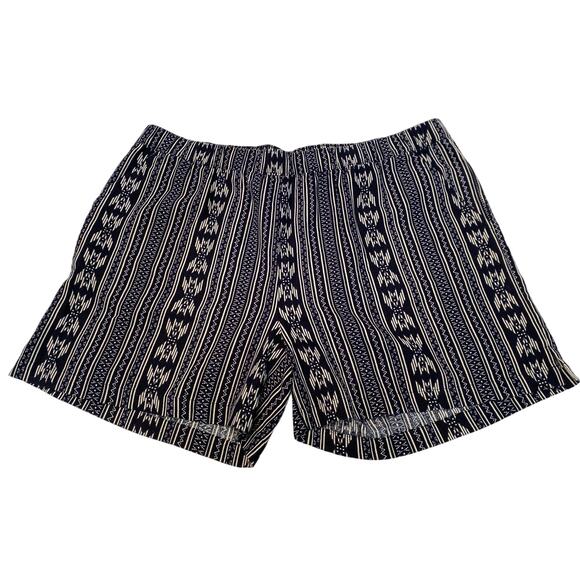 NWT Original Weatherproof Vintage Shorts XL Washable Linen Blue White Aztec - Picture 1 of 6
